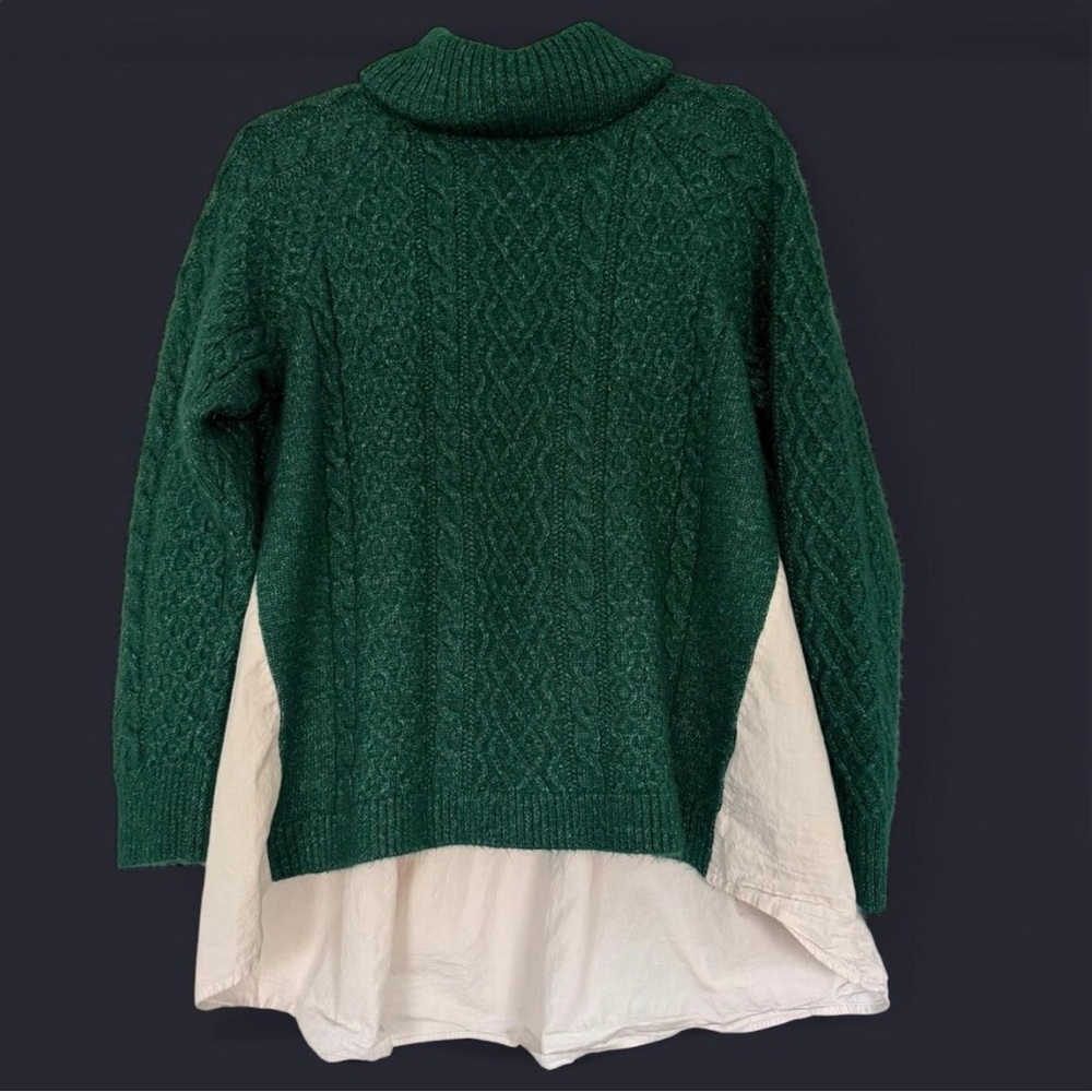Anthropologie Mixed Media Turtleneck Cable Sweater (Medium)